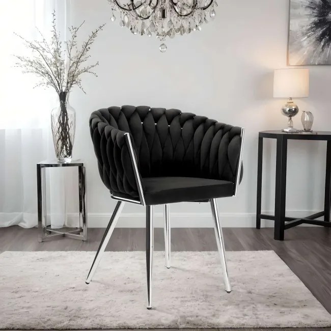 Jedálenská stolička COFTON zamatová, strieborná / čierna
