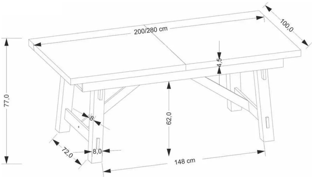 Jedálenský rozkladací stôl Fiesta 200/280 cm dub prírodný/čierny