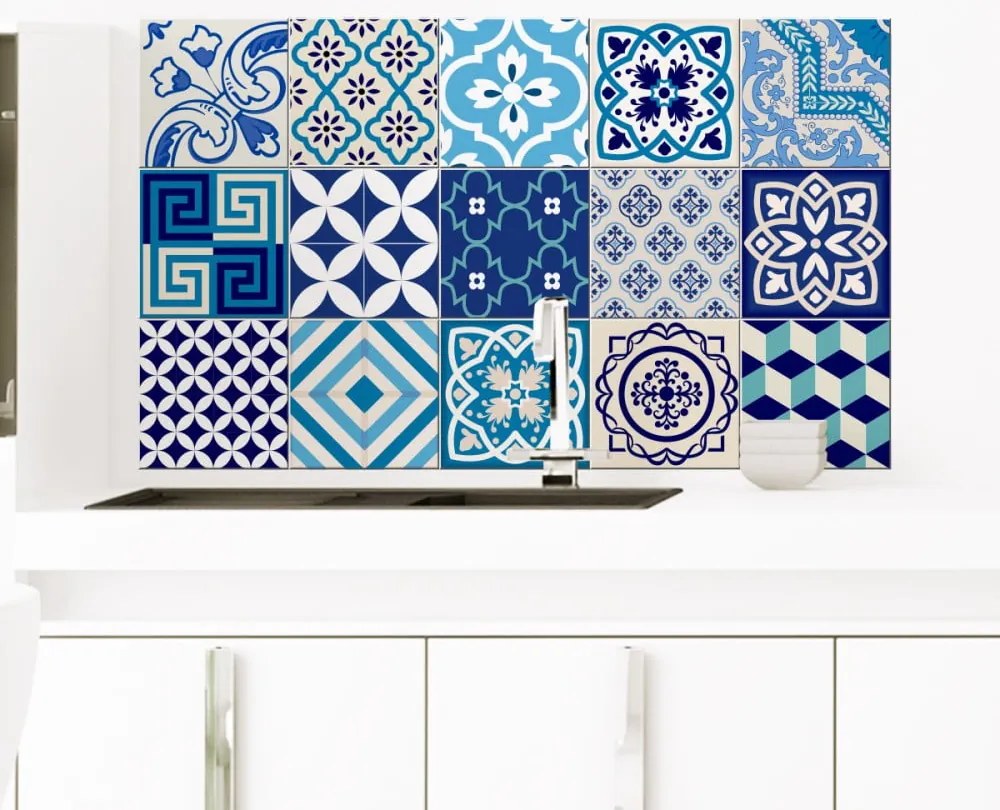 Sada 15 dekoratívnych samolepiek na stenu Ambiance Seaside, 15 × 15 cm