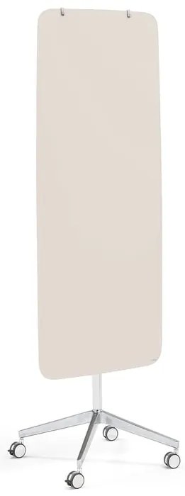 Sklenená magnetická tabuľa STELLA, so zaoblenými rohmi, s kolieskami, svetlošedá