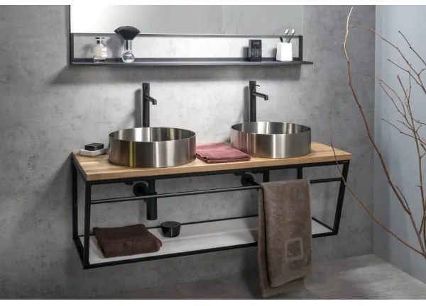 Sapho - Umývadlo na dosku AURUM pr. 38 cm, brúsená nerezová oceľ