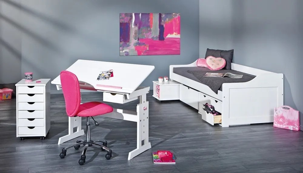 Polohovateľný písací stôl Baru, menitelná farba záražky