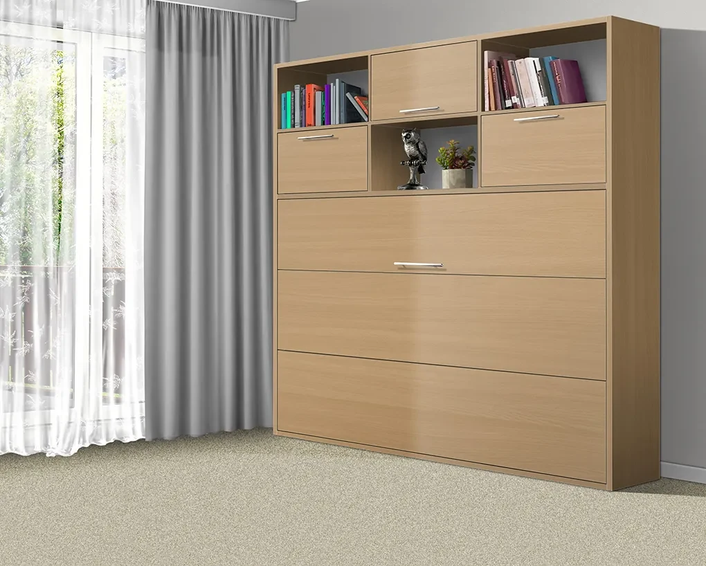 Nabytekmorava Sklápacia posteľ VS1056 MAX, 200x120cm farba lamina: orech/biele dvere, Varianta dverí: matné