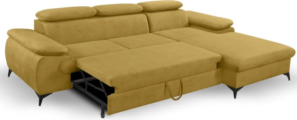 Rohová sedacia súprava Scala, žltá látka, pravý roh