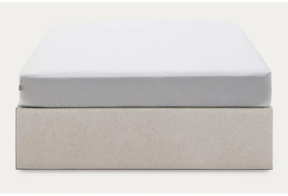 Béžová čalúnená dvojlôžková posteľ s úložným priestorom 160x200 cm Matters – Kave Home