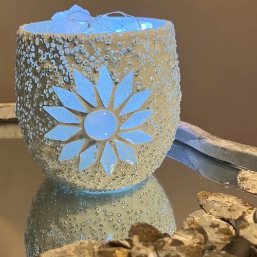 Mosaic LED lamp - svietnik polodrahokam Crystal KEG WINTER