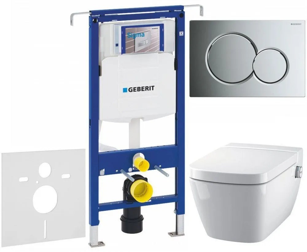 GEBERIT Duofix Special súprava 5v1 - inštalačný modul, závesná sprchová toaleta Rimless a Softclose sedátko TECEone, tlačítko Sigma01, 115.770.21.5 (lesklý chróm), 111.355.00.5 NT2
