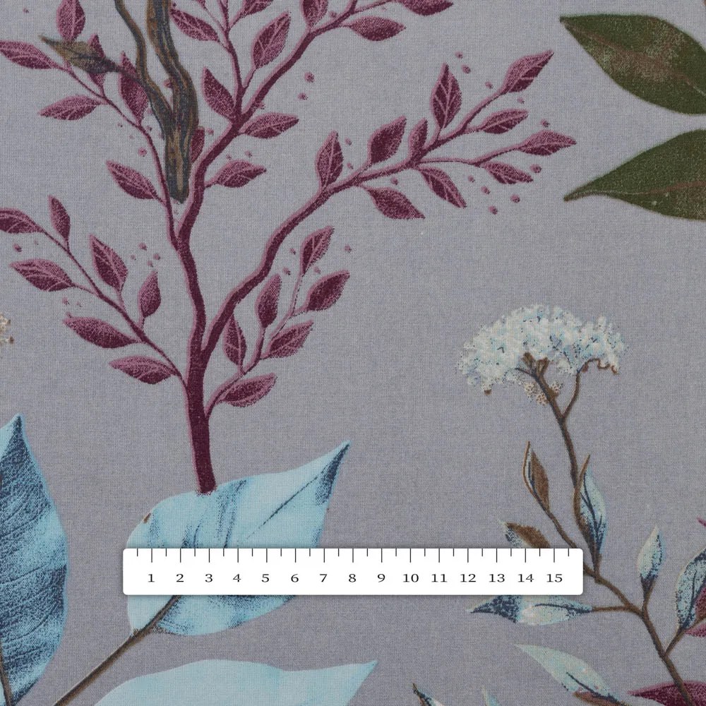 Biante Bavlnený oválny obrus Sandra SA-621 Jesenné vetvičky na modrosivom 140x200 cm