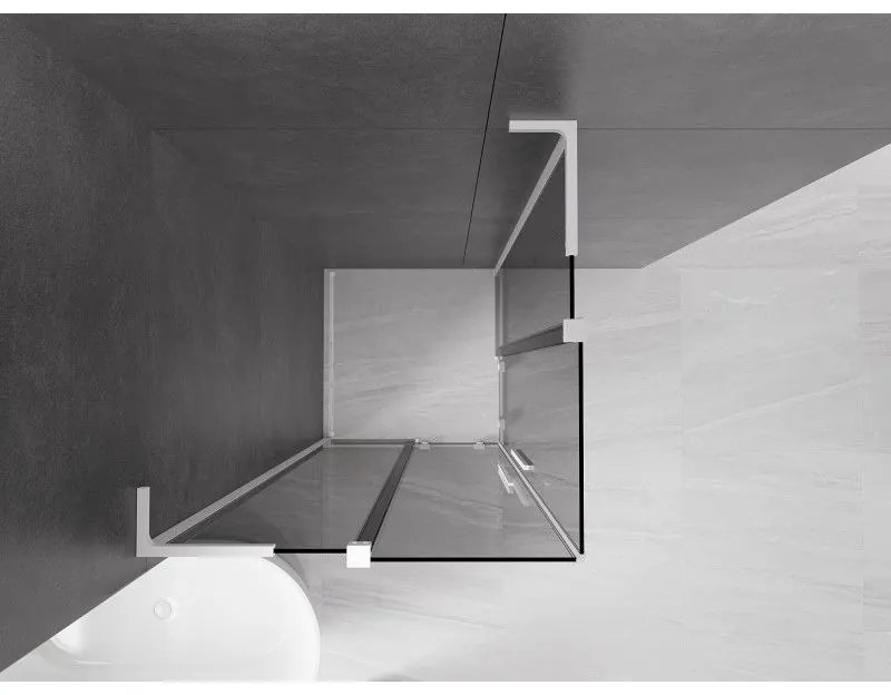 Mexen Velar L Duo, sprchový kút s posuvnými dverami 90 x 90 cm, 8mm šedé sklo, biela matná, 871-090-090-02-43-20
