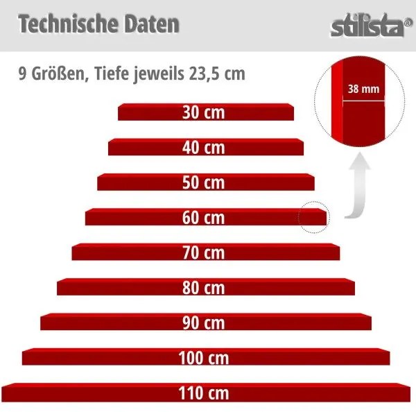 STILISTA  Nástenná polica Volato, tmavé drevo, 100 cm