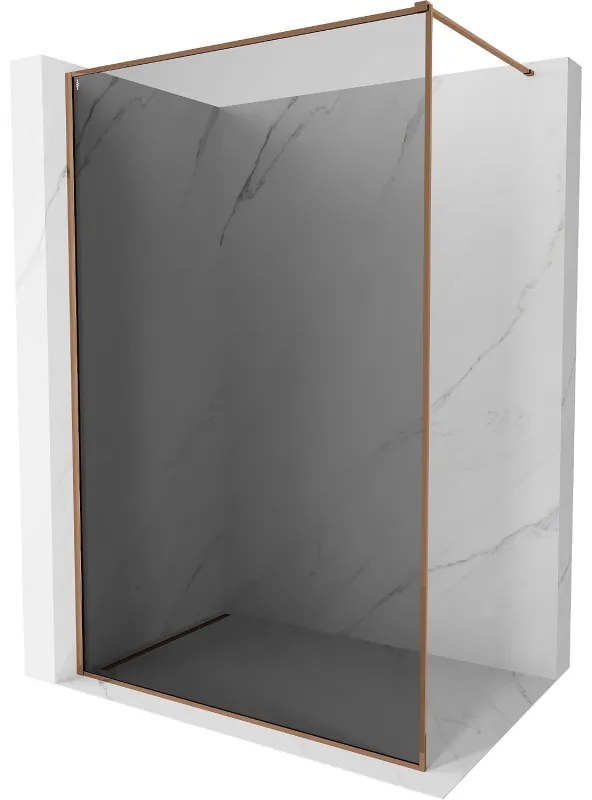 Mexen Kioto-F, sprchová zástena s rámom 120 x 202 cm, 8 mm šedé sklo, profil ružové zlato, 800-120-104-60-40