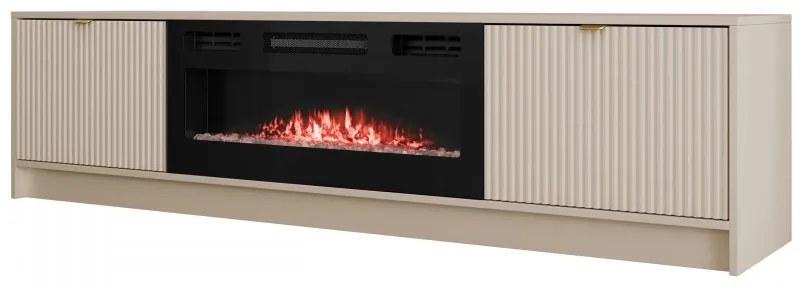 TV skrinka/stolík s elektrickým krbom Rozoma EF (piesková béžová). Vlastná spoľahlivá doprava až k Vám domov. 1122888