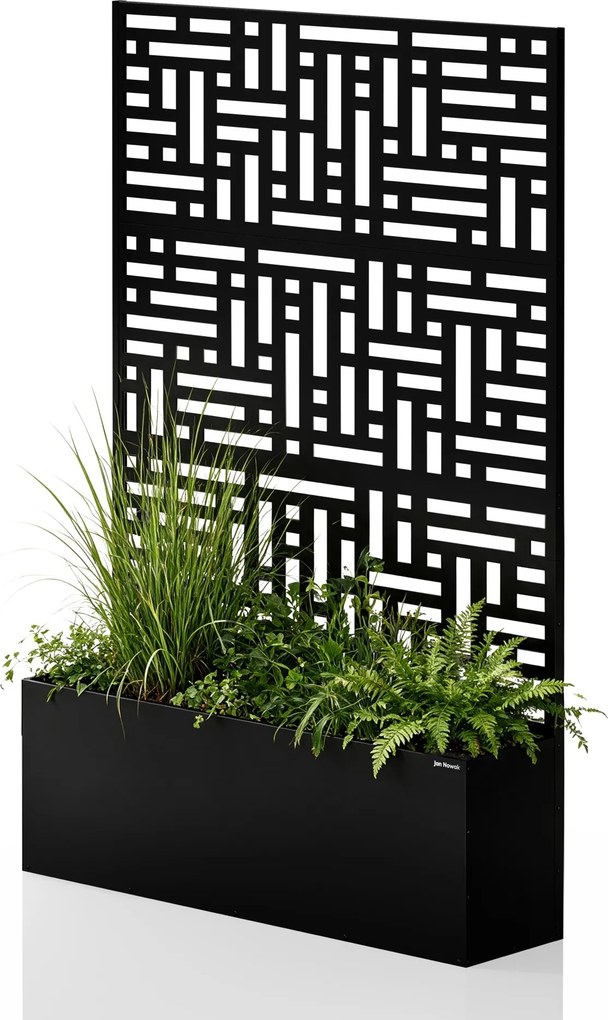 Záhradná kovová pergola s kvetináčom 3v1 čierna, 1200x1800x300 mm: ROSE