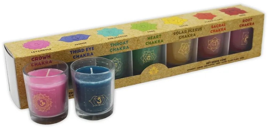 Arome Balanced Chakra Sada vonných sviečok, 7 ks
