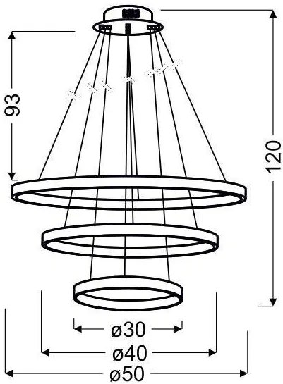 Candellux Chrómové závesné LED svietidlo Lune okrúhly 50cm 60W 33-64738