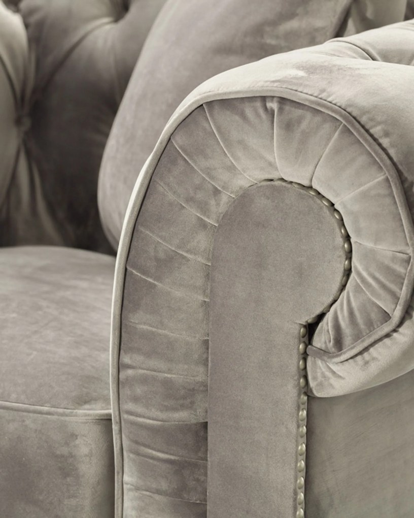Fotel Chesterfield Classic Velvet Dark Grey 118x96x77cm