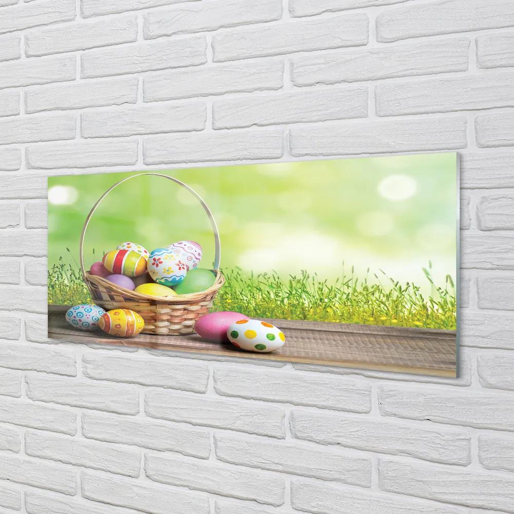 Obraz na akrylátovom skle Basket vajcia lúka 120x60 cm