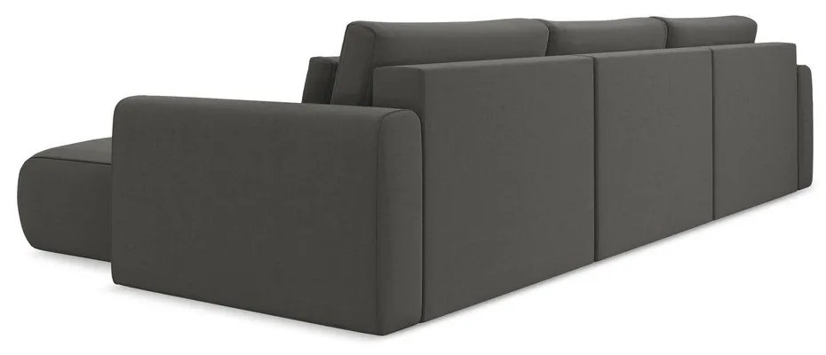 Tmavosivá zamatová rozkladacia/s úložným priestorom rohová pohovka (do tvaru "U") Kapua – Makamii