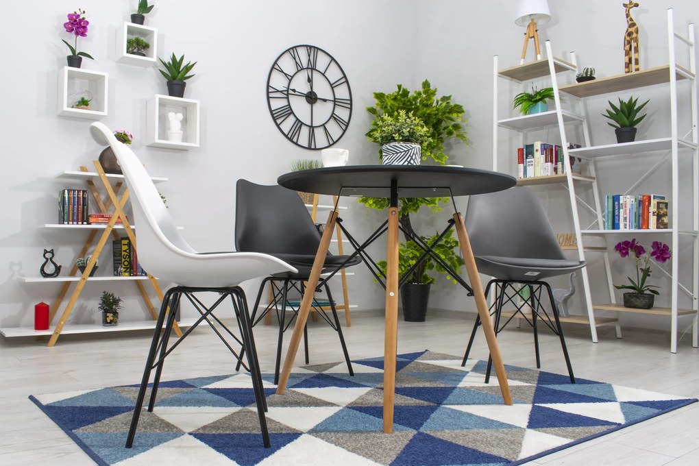 Jedálenský stôl 80 cm čierny s hnedými nohami