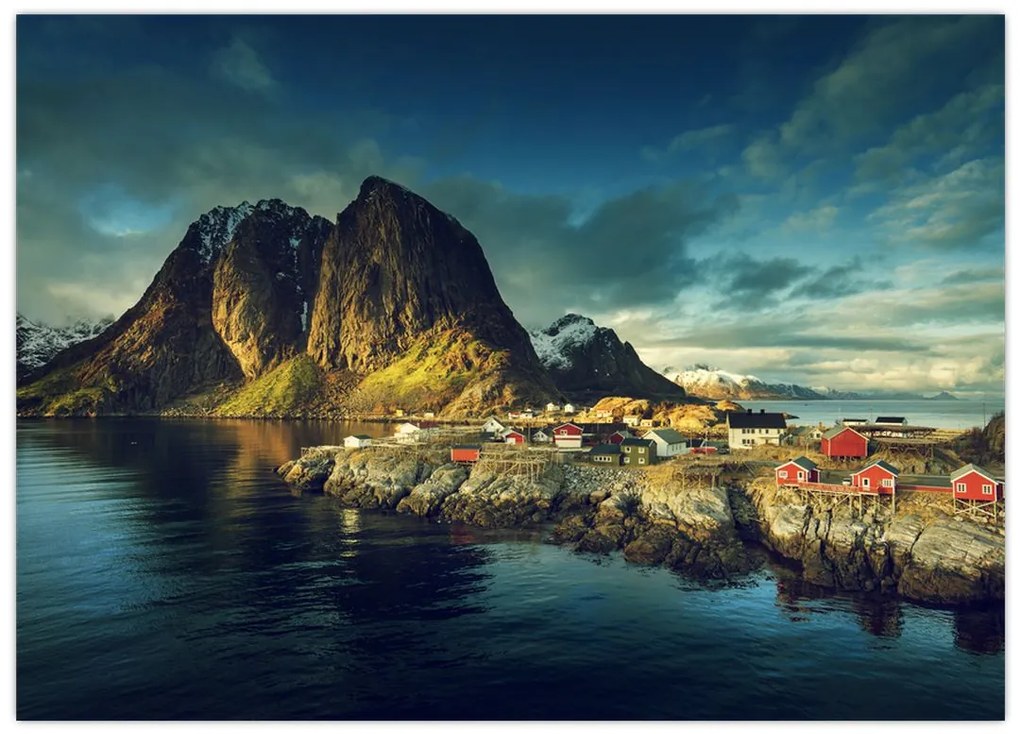 Obraz rybárskej dediny v Nórsku (70x50 cm)