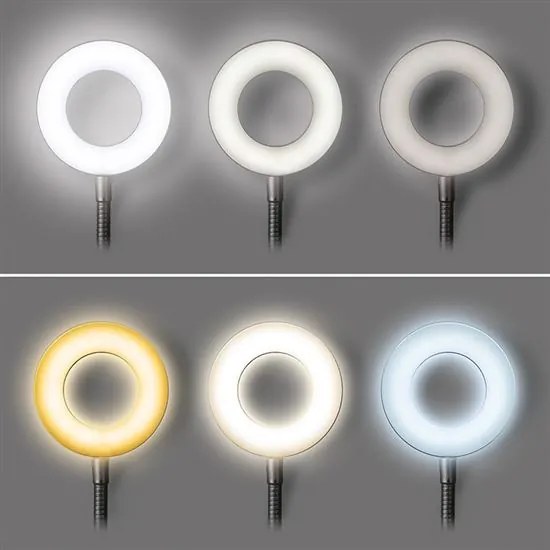 SOLIGHT LED stmievateľná stolná lampička s klipom, 300lm, nastaviteľná teplota svetla, USB, WO66-B