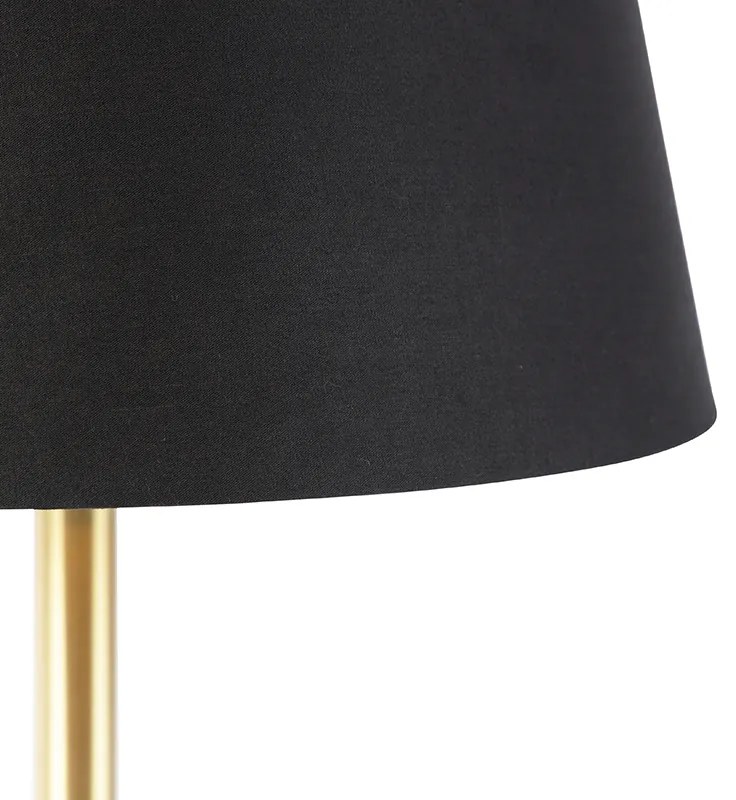 Klasická stolná lampa mosadz s čiernym tienidlom 32 cm - Simplo