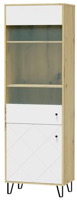 Vitrína Bonny BL14 (dub artisan + biela matná). Akcia -16%. Vlastná spoľahlivá doprava až k Vám domov. 1048385