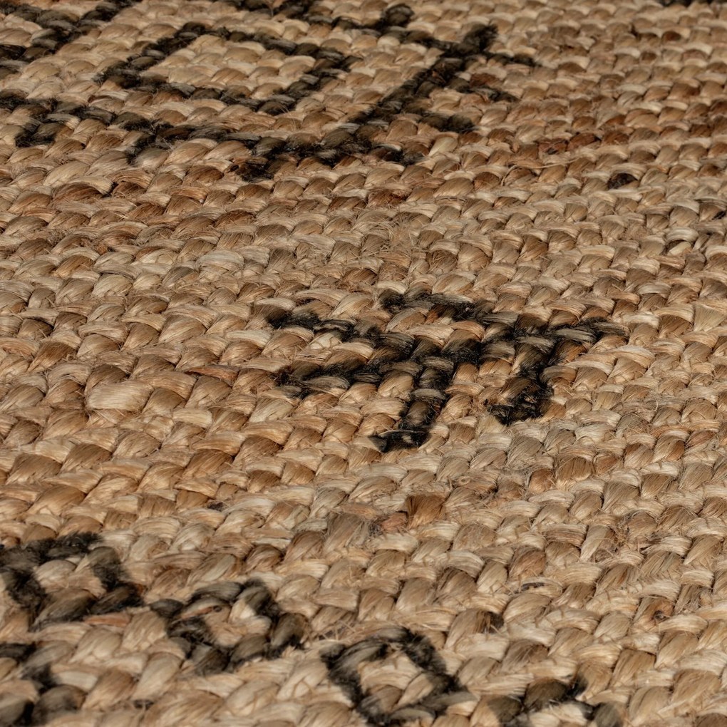 Flair Rugs, Kusový koberec Printed Jute Rowen Natural/Black, 200x290, béžová, chodba / predsieň