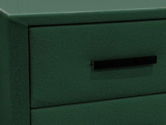 Nočný stolík s 2 zásuvkami Joy, tmavo zelená látka