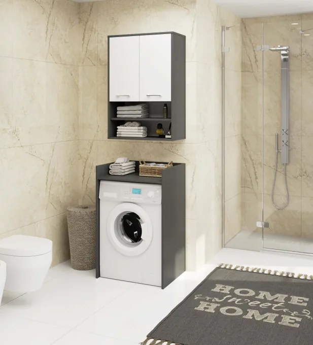 Kúpeľňová skrinka FIN H934 W64 2D 1P grafitová / biela