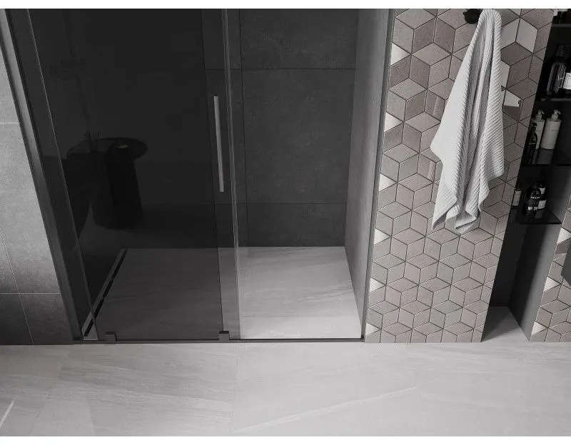 Mexen Velar, posuvné sprchové dvere do otvoru 160 cm, 8mm šedé sklo, grafit brúsený, 871-160-000-41-66