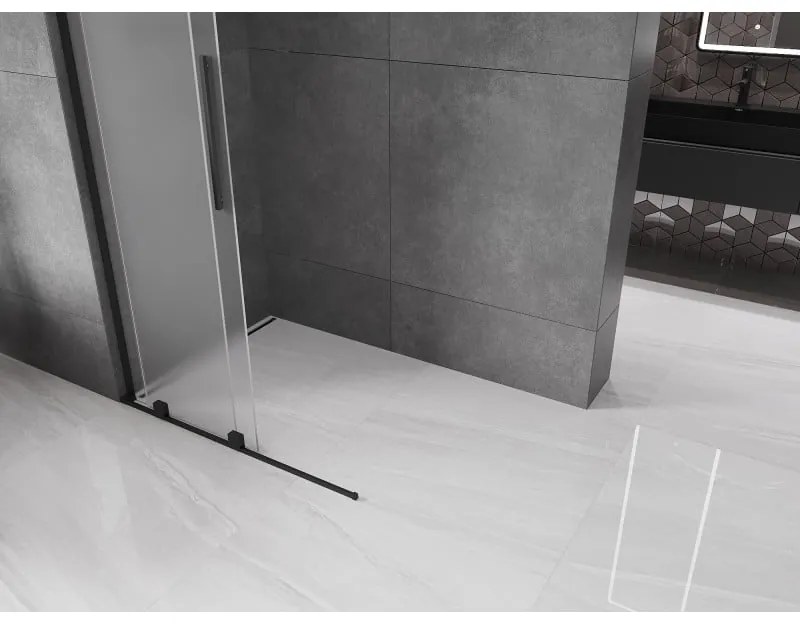 Mexen Velar L, posuvná sprchová zástena Walk-in 110 x 200 cm, 8mm sklo námraza, čierna matná, 871-110-003-33-70