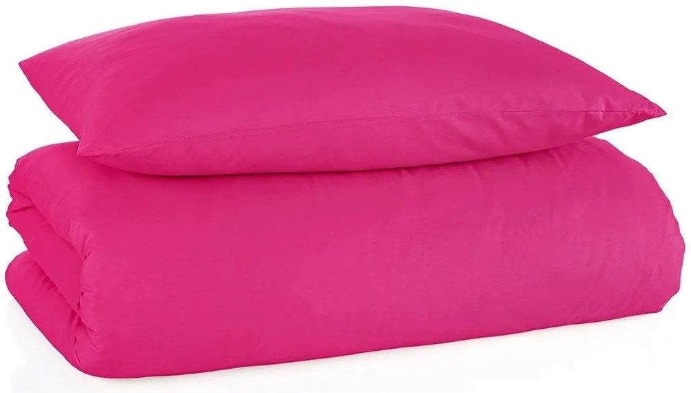 Bavlnené jednofarebné posteľné obliečky - fuchsiové - 100% bavlna renforcé - 70 x 90 cm + 140 x 200 cm
