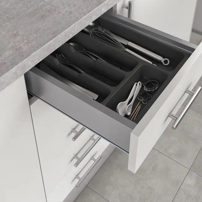 Vložka / příborník do 40cm šuplíku - CUTLERY šedý plast 30 x 46 cm
