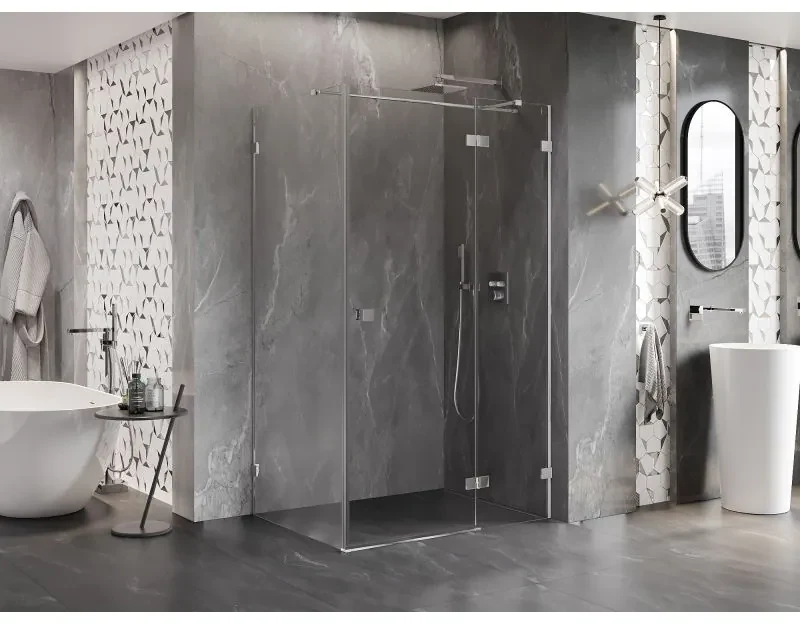 Mexen Lunar T, výklopný sprchový kút pravý 130 x 120 cm, 8mm číre sklo, chrómový profil, 834T-130-120-01-00-P