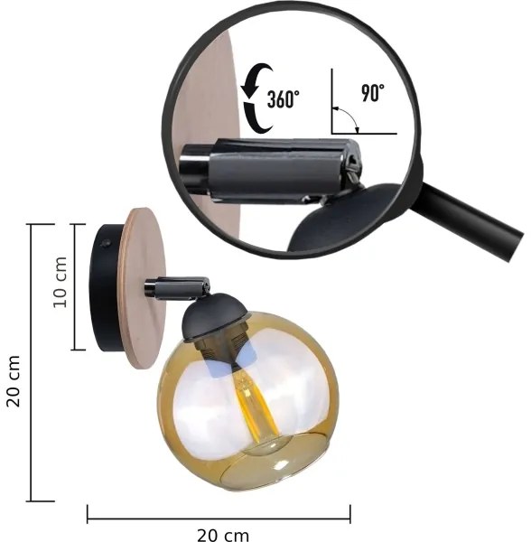 Nástenné bodové svietidlo THEA WOOD 1xE27/60W/230V