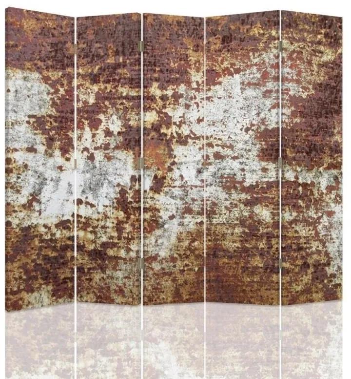 Ozdobný paraván KABINET Zrezivělý kov - 180x170 cm, päťdielny, klasický paraván