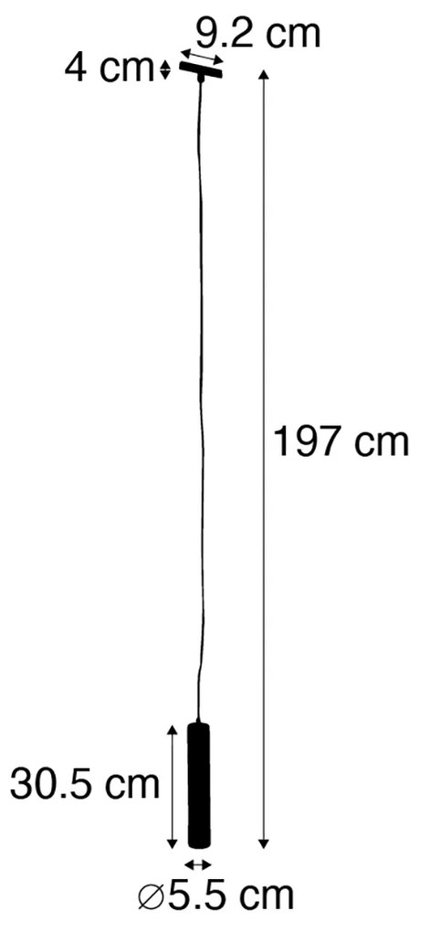 Dizajnová závesná lampa čierna vrátane 1-fázového koľajnicového adaptéra - Slimline Tuba Small