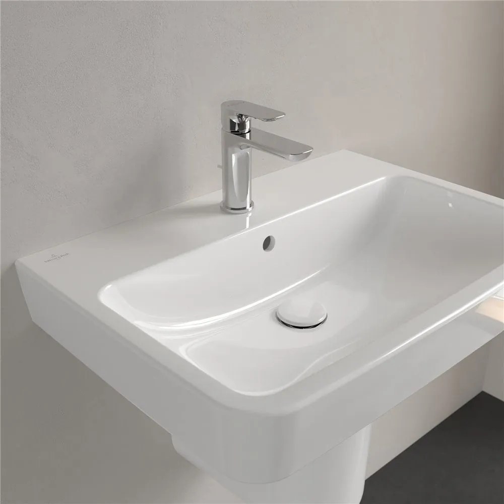 VILLEROY & BOCH O.novo závesné umývadlo s otvorom, s prepadom, 650 x 460 mm, biela alpská, s povrchom CeramicPlus, 4A4165R1