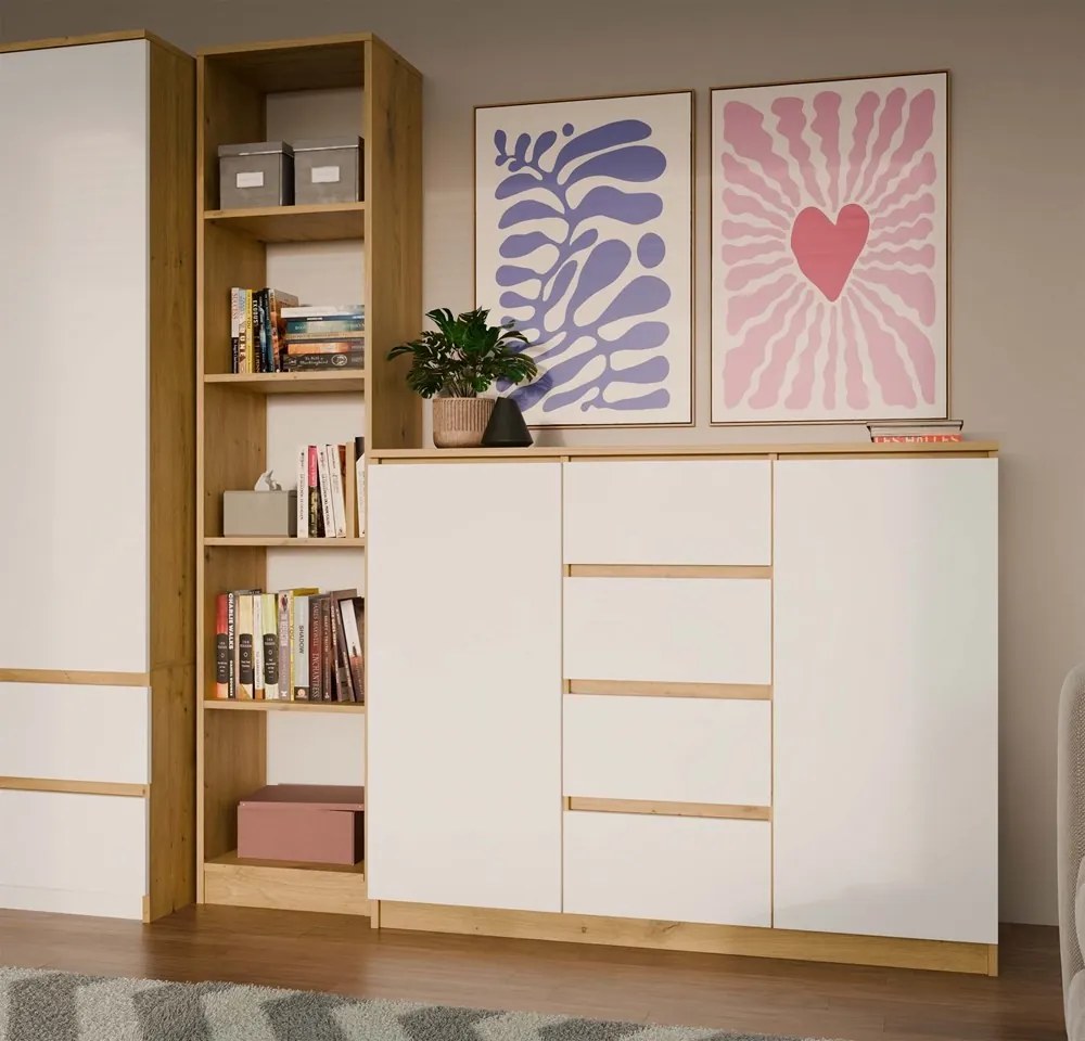 Komoda Malwa 2D4S 120 cm dub artisan/biela