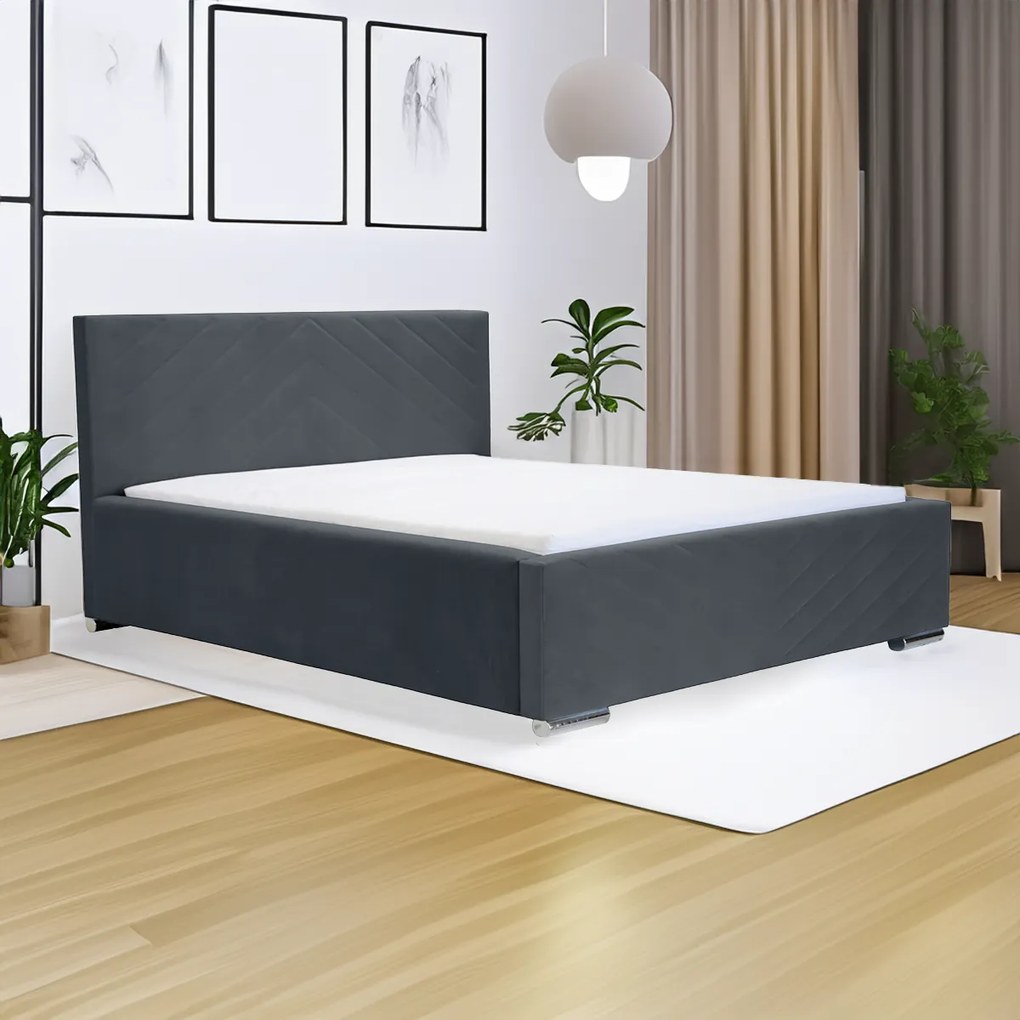 Čalúnená posteľ s úložným priestorom a matracom KOOL 180 x 200 cm Sivá