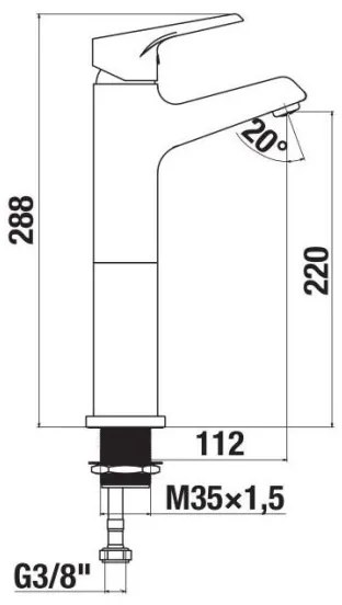 JIKA H3111W80041201 - Umývadlová batéria CUBE 28,8 cm lesklý chróm