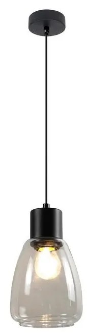 Luster na lanku MOLDO 1xE27/40W/230V čierna/číra