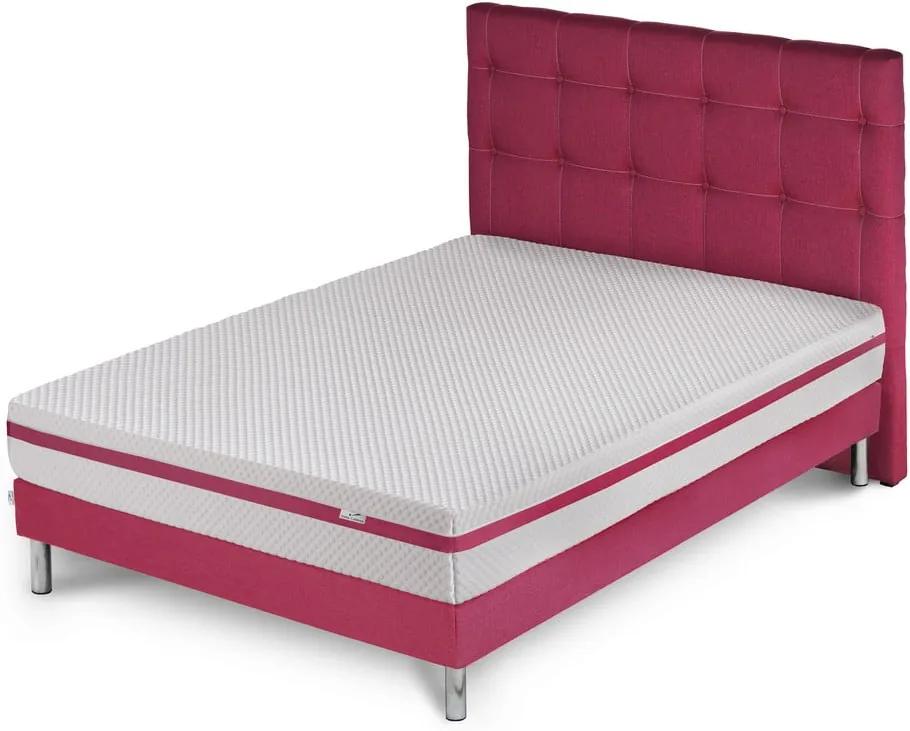 Ružová posteľ s matracom Stella Cadente Pluton Saches, 140 × 200 cm