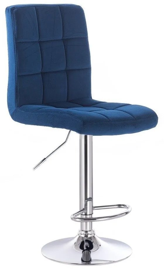 LuxuryForm DESIGN Barová stolička TOLEDO VELUR na striebornom tanieri - modrá