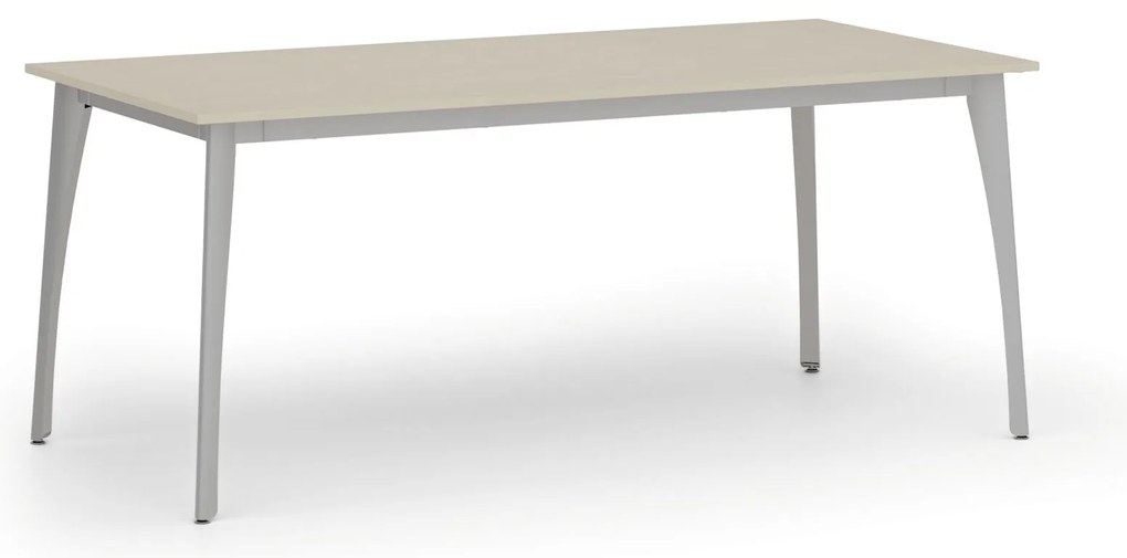 Rokovací kancelársky stôl PRIMO OMEGA, 180x90 cm, sivá podnož, breza