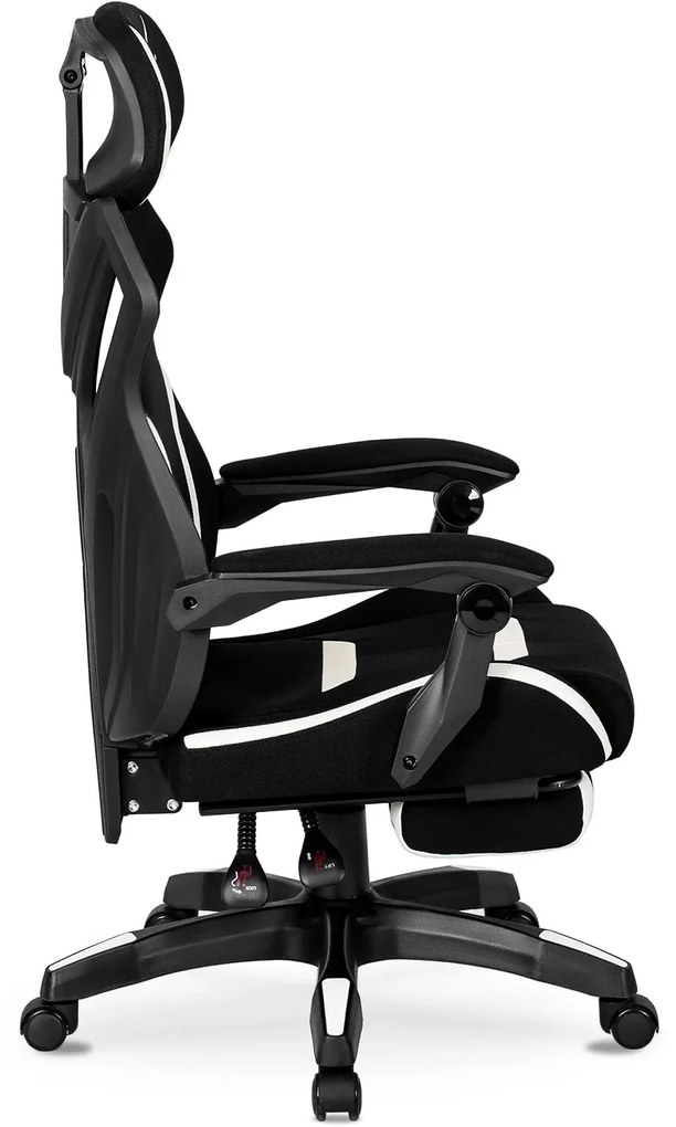 Herná stolička Maximo s podnožkou čierna/biela