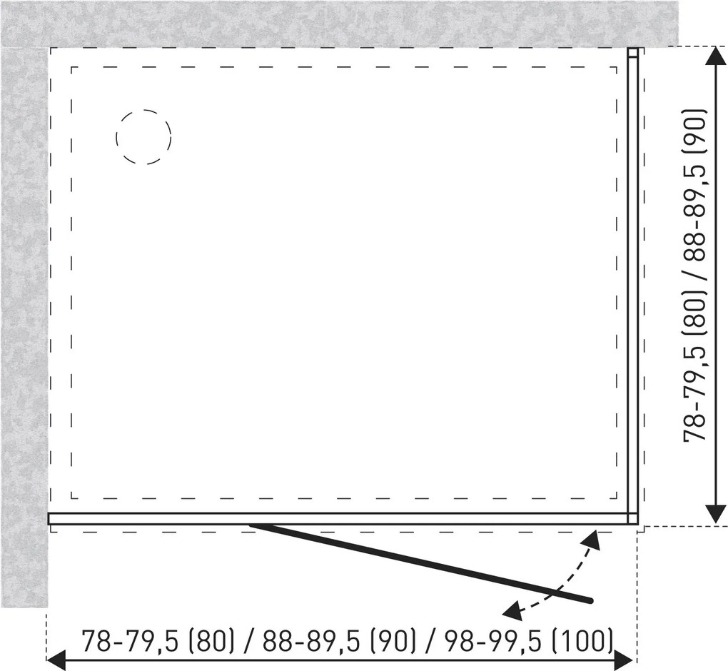Novoterm Modul sprchovacieho kúta NV-Long DR CHR 90 - dvere, chróm/transparent - bez vaničky