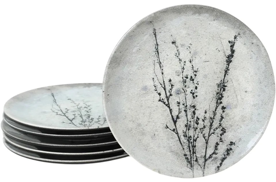 Sada 6 keramických dezertných tanierov StoneBloom, 20 cm