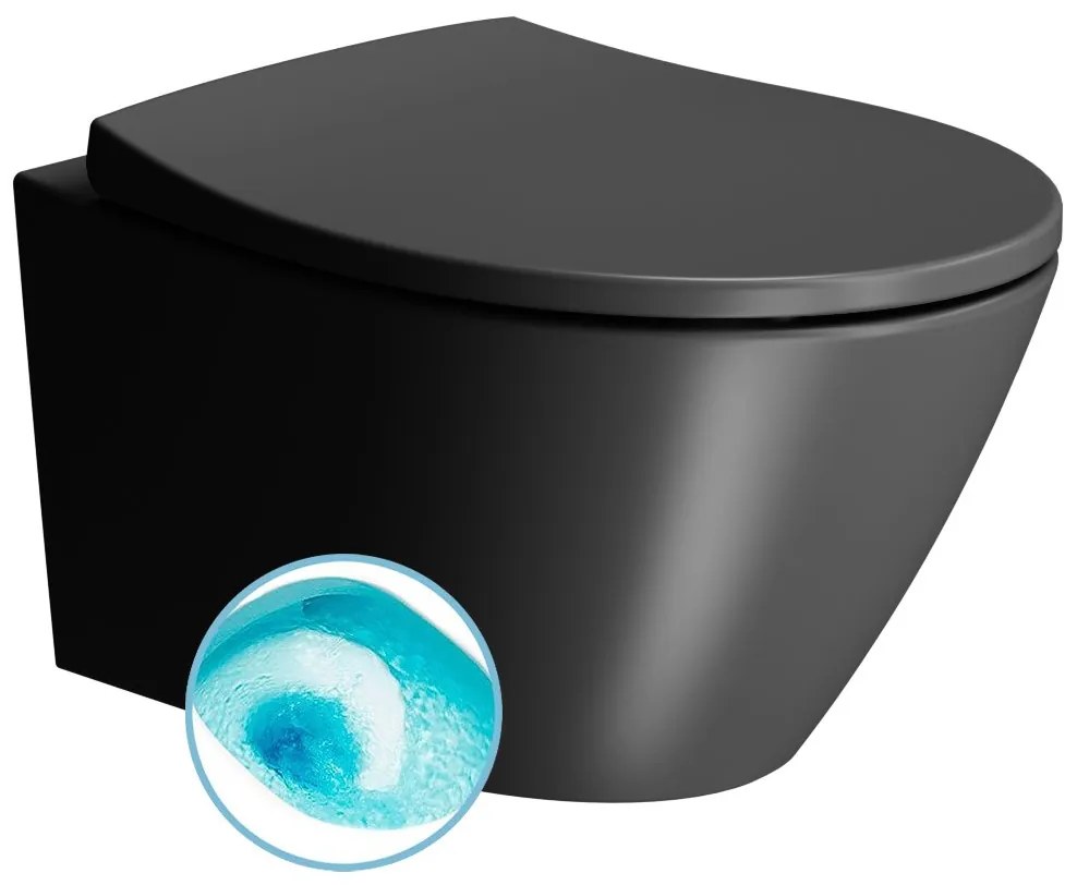GSI GSI, MODO závesná WC misa, Swirlflush, 37x52 cm, čierna dual-mat, 981626